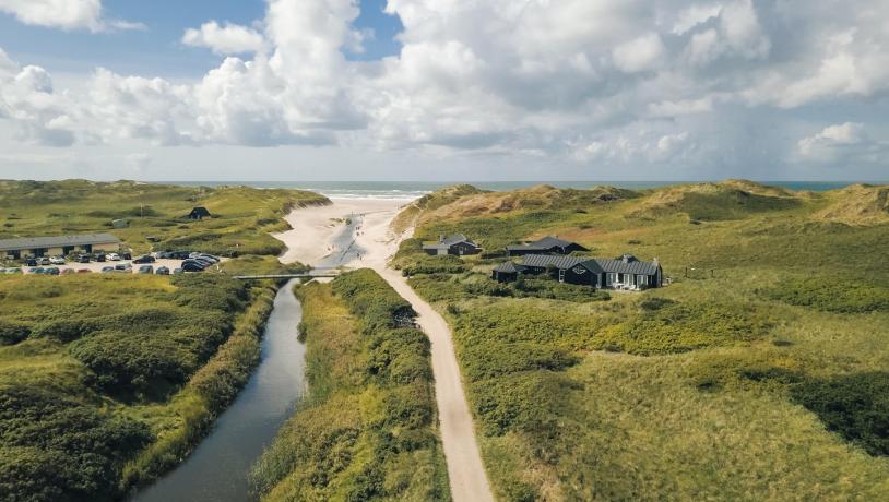 Seaside hotel and summer houses at Henne Beach