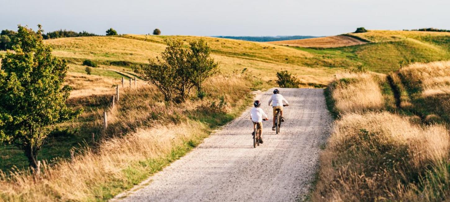 Kids biking in Mols Bjerge National Park, Djursland