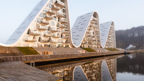 Apartment building "Bølgen" (The Wave) in Vejle, East Jutland in Denmark