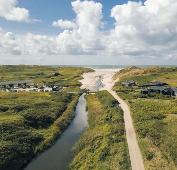 Seaside hotel and summer houses at Henne Beach