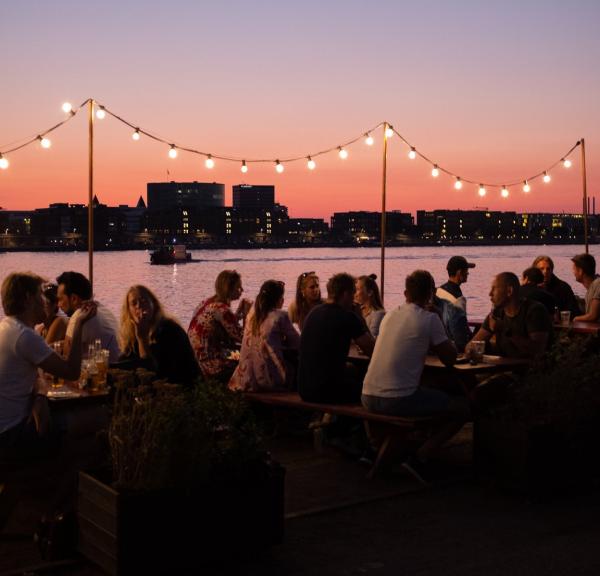 Summer evening at Reffen street food market in Copenhagen