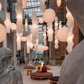 A light exhibition at the Statens Museum for Kunst, SMK, Denmark's national art gallery, in Copenhagen, Denmark